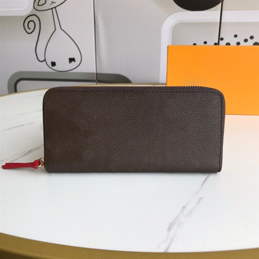 

High Quality New luxurys designers wallet Woman Fashion Clutch purses Monogrames Clemence long wallet Card Holder Purse With Box Dust B295Y, L8 brown grid/red inside