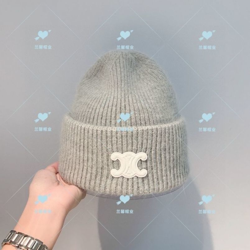 

Celins Cap Knitted Hat Beanie Skull Winter 2022 Autumn Winter New Product Sailin Leisure Arc De Triomphe Knitted Hat Net Red Wool Ha, Gray