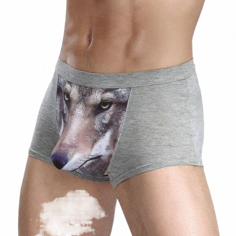 

Underpants underpants Panties Wolf Funny Underwear Men Cotton Breathable Boxer Shorts Man Brand U Pouch Scrotum Cartoon Male I65q#, Shfz02