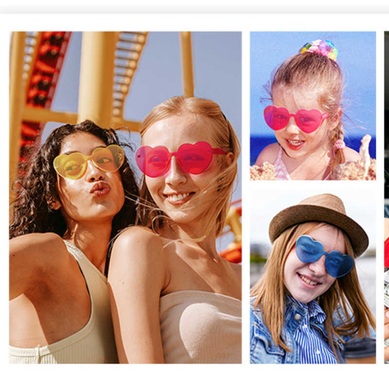 

Heart Sunglasses for Women Fashion Party Queen Style Heart Glasses Rimless Transparent Sunglasses
