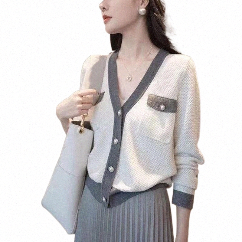 Women's Knits & Tees women's Knits & Tees Women 2022 Spring Autumn Thin V-neck Cardigan Jackets Female Single-breasted Sweater Coats La-image-796836456