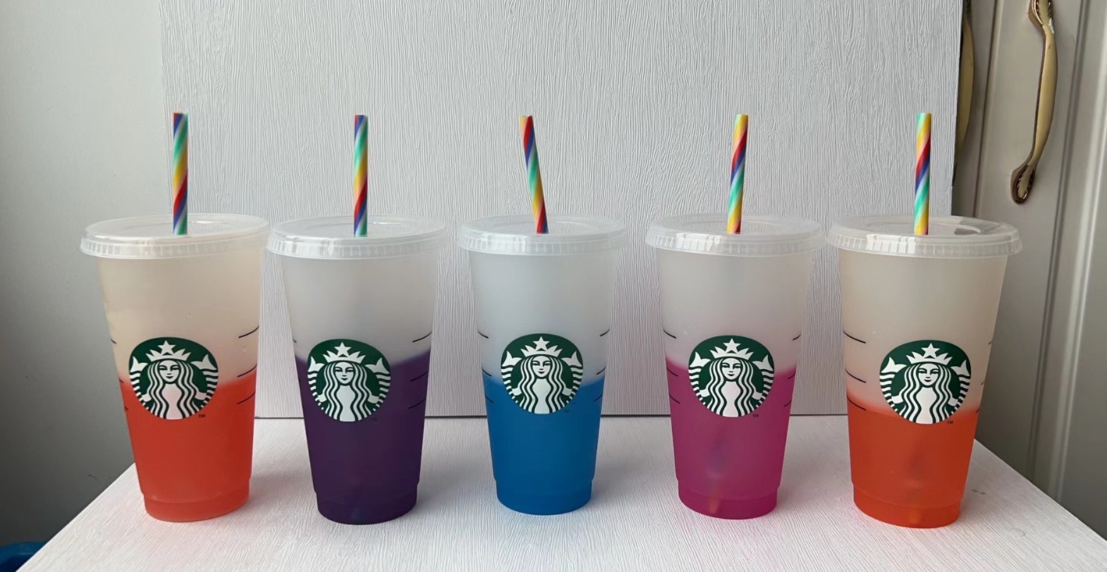 

Mermaid Goddess Starbucks 24oz/710ml Plastic Mug Tumbler Reusable Clear Drinking Flat Bottom Pillar Shape Lid Straw, Cup + straw + lid