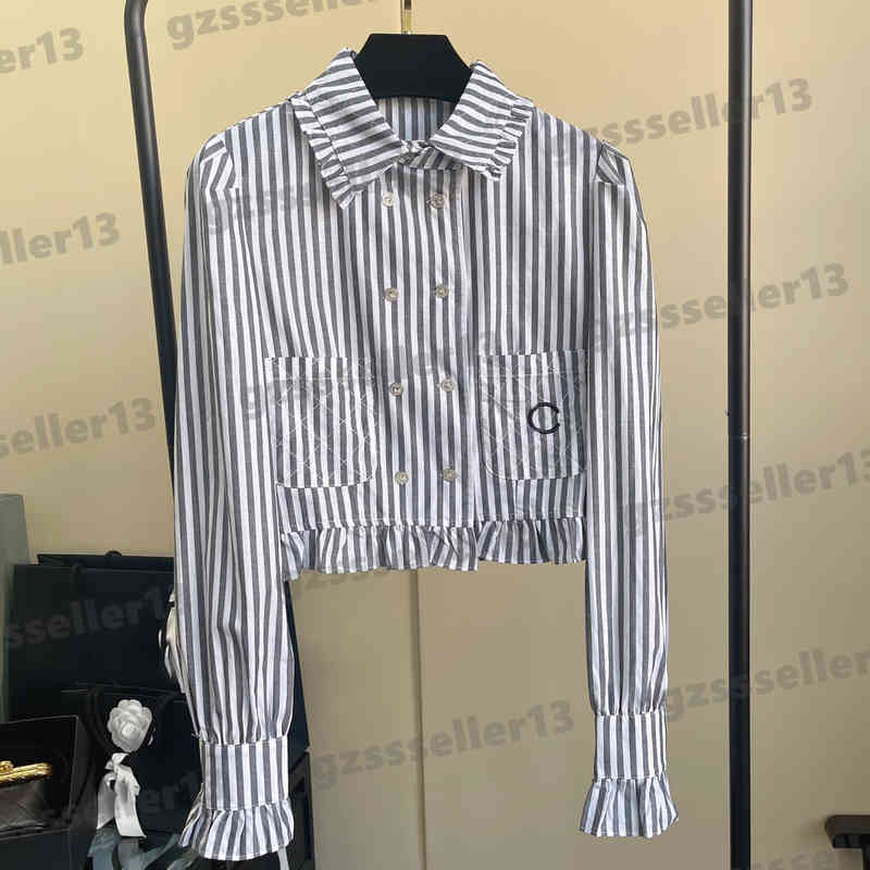 

Luxury Womens Blouses Tops CNL Classic Brand Logo Embroidery Designer Blouse Fashion Lapel Long Sleeve Short Shirt Women Clothing, Extra shipping