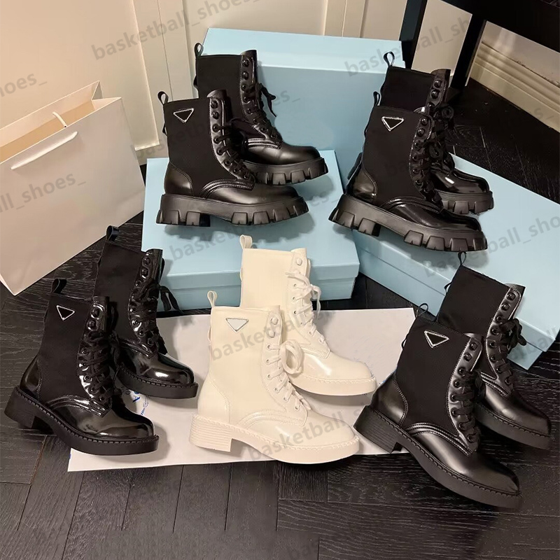 

Designer Luxury Martin Boots Nylon Women Ankle Boot Lace up Sponge Cake Increase High Heels Platform Booties Size 35-40, Box