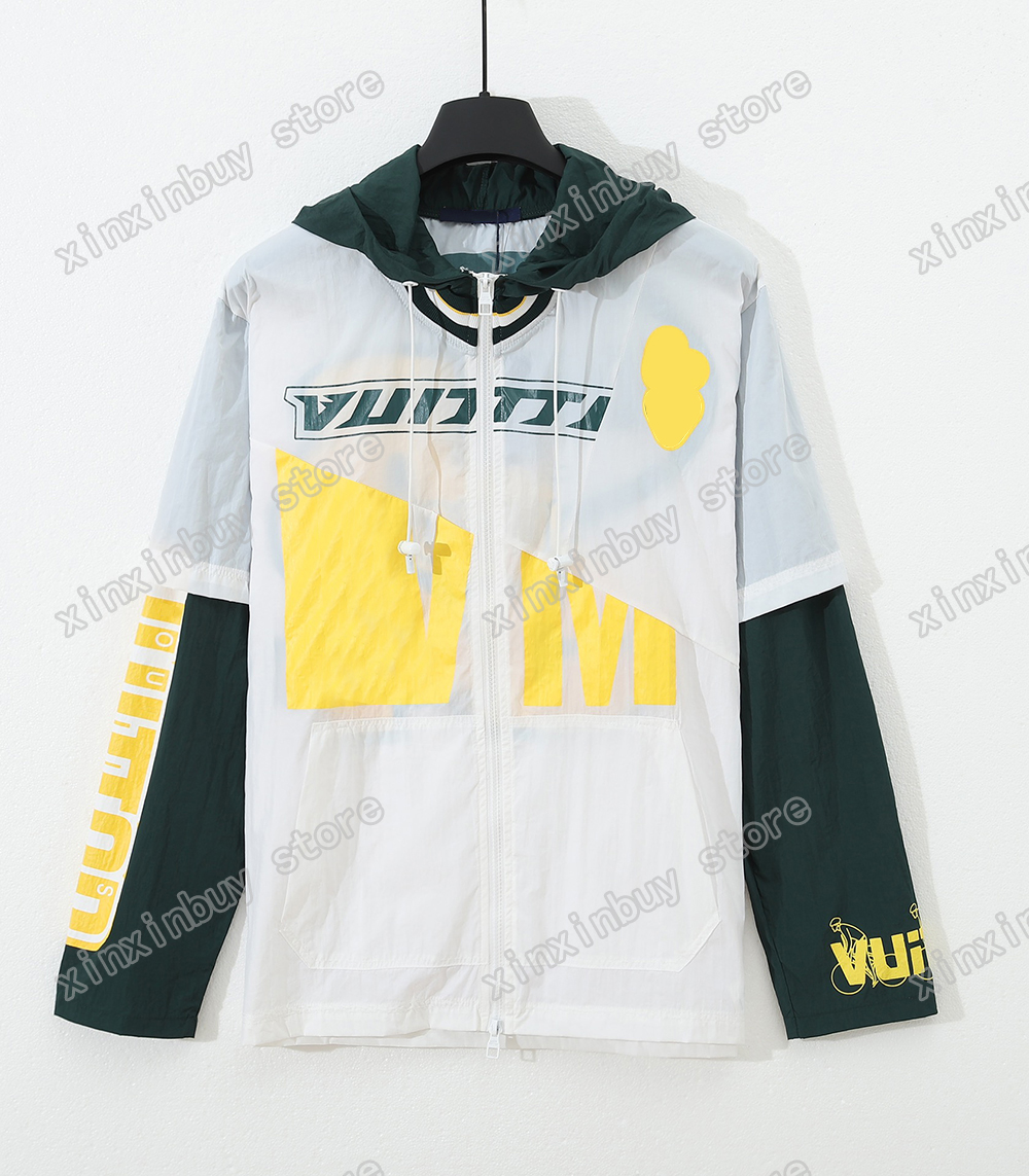 

xinxinbuy Men designer Coats baseball jacket letter print washing Paris Pullover women white green S-2XL, Multi