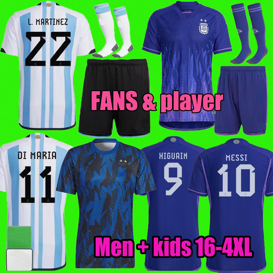 

22 23 Argentina Soccer Jerseys DYBALA MESSIs 2022 2023 Fans Player Version LAUTARO MARTINEZ DI MARIA Football Shirt KUN AGUERO MARADONA Mens Jersey Kids Kit