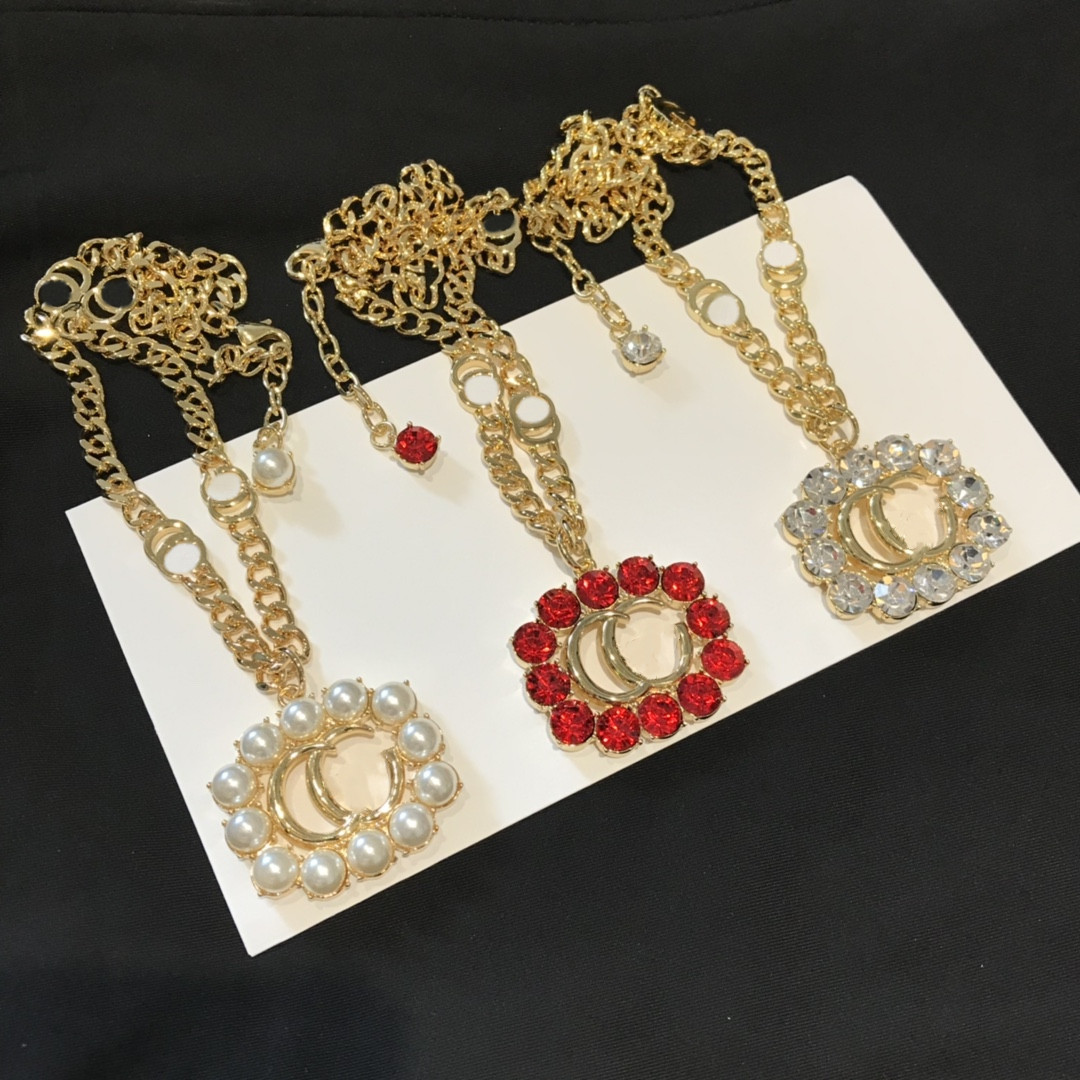 

Mixed Fashion Brand Necklace Diamond Double G Letter Personality Earrings Women Wedding Party Designer Jewelry High Qualitywith box