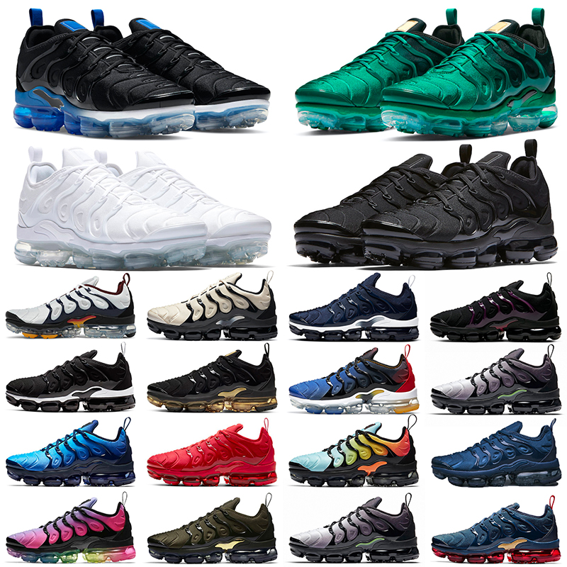 Nike vapormax plus tn chaussures de course pour hommes baskets ext￩rieures pour femmes Volt hyper bleu olive triple noir tout rouge tns hommes ba