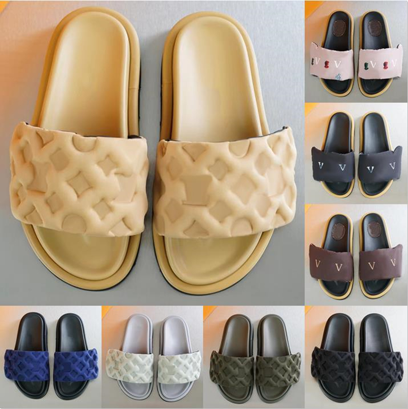 

Pool Pillow Mules Women Sandals Sunset Flat Comfort Mules Padded Front Strap Designer Slippers Fashionable Easy-to-wear Style Slides size 35-45, Color#10