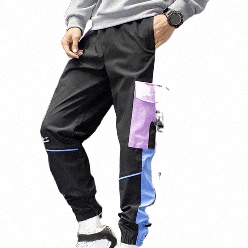 

Men's Pants men's Pants Joggers Bottoms Trousers Overalls Hiphop Cool Contrast Color Lace-up Cargo e2YO#, Light purple