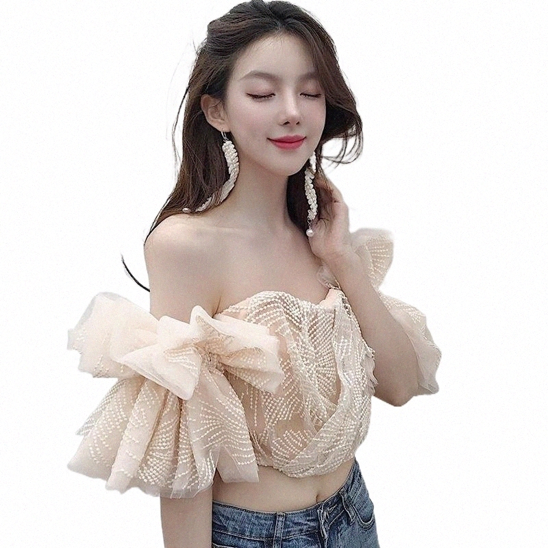 

Women' Blouses & Shirts cold Shoulder Tops Blouse Flounced Off Crop Top Female Clothes TA1076 Women' Blouses & Shirts 94vf#