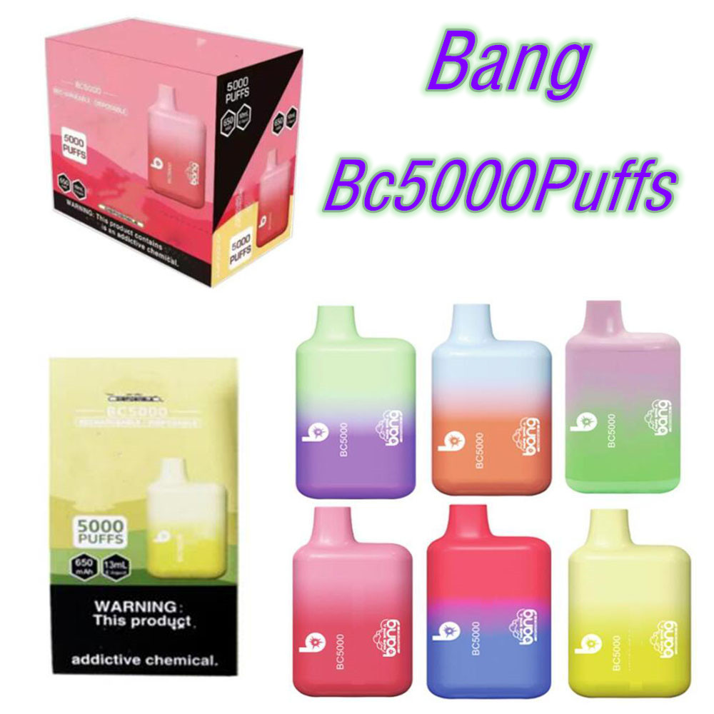 

Bang BC5000 Disposable Vape Pod E Cigarettes With Rechargeable 650mAh Battery Prefilled 11ml Cartridge Vaporizer Pen Kit