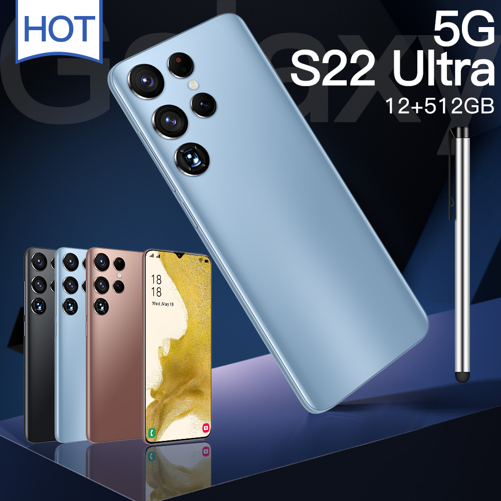 

Original S22ultra Unlock OriginalAndroid Phone Smartphone 6.7 InchPhone Dual SIM Camera 4G PhoneSmartphone Fingerprint Face Unlock, Blue