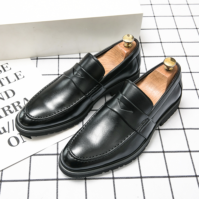 Mocassins hommes chaussures couleur unie PU classique pointu masque sans lacet mode affaires décontracté fête quotidien AD062