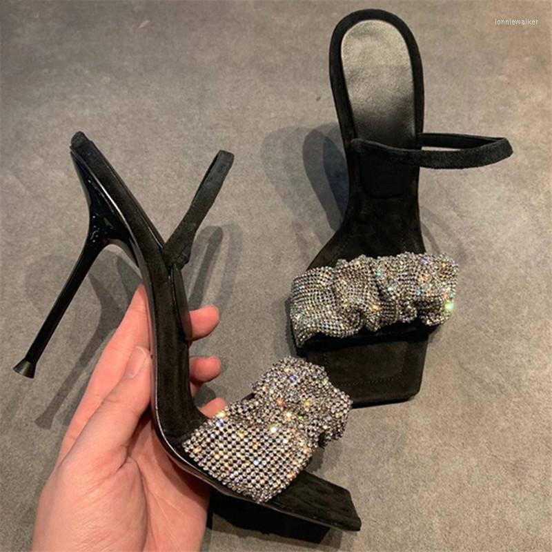 

Sandals 2022 Sexy Women 9CM High Heels Crystal Decor Pumps Gladiator Sandal Prom Dress Shoes Woman Sandalias Mujer, 5cm heel