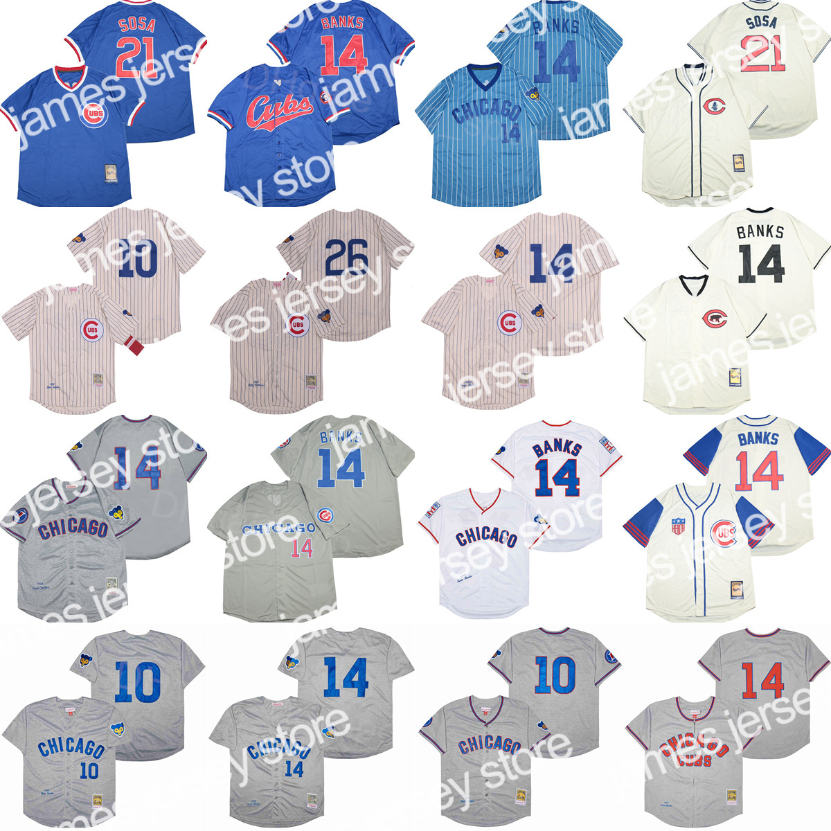 

Baseball Jerseys 1916 1942 1968 1900 Retro Vintage Baseball 21 Sammy Sosa Jersey 14 Ernie Banks 26 Billy Williams 10 Ron Santo Pullover Pinstripe Blue Grey, 1969 retro