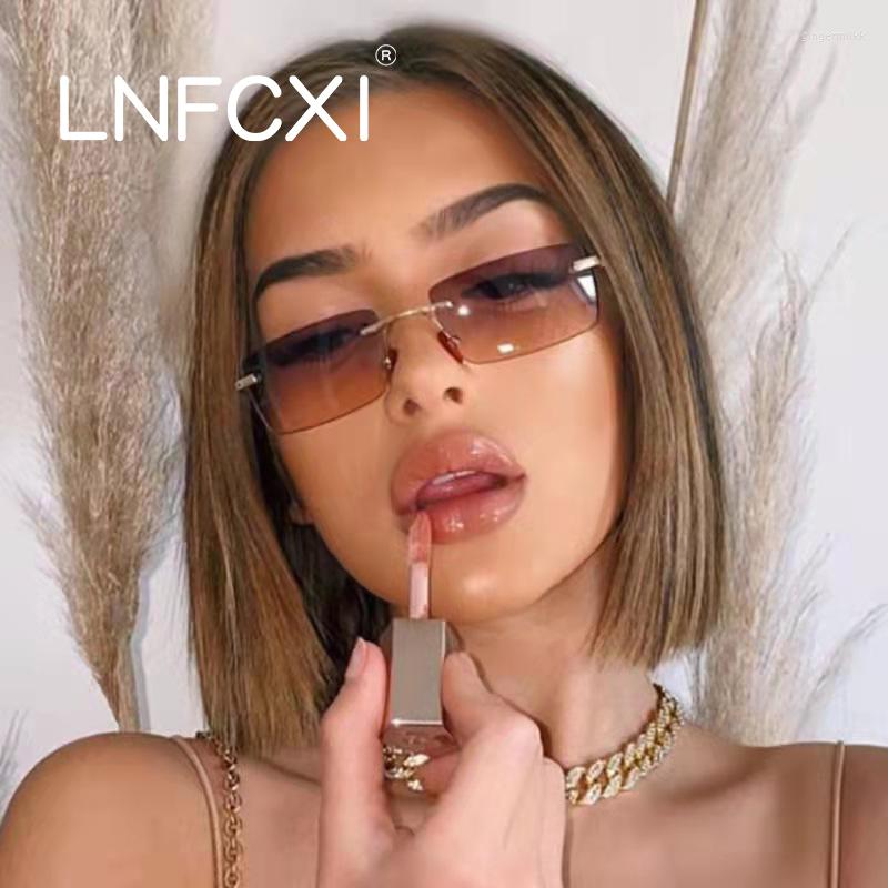 

Sunglasses LNFCXI Small Rectangle Women Sun Glasses Brand Men Shades Retro Square Black Luxury White Decoration Eyewear