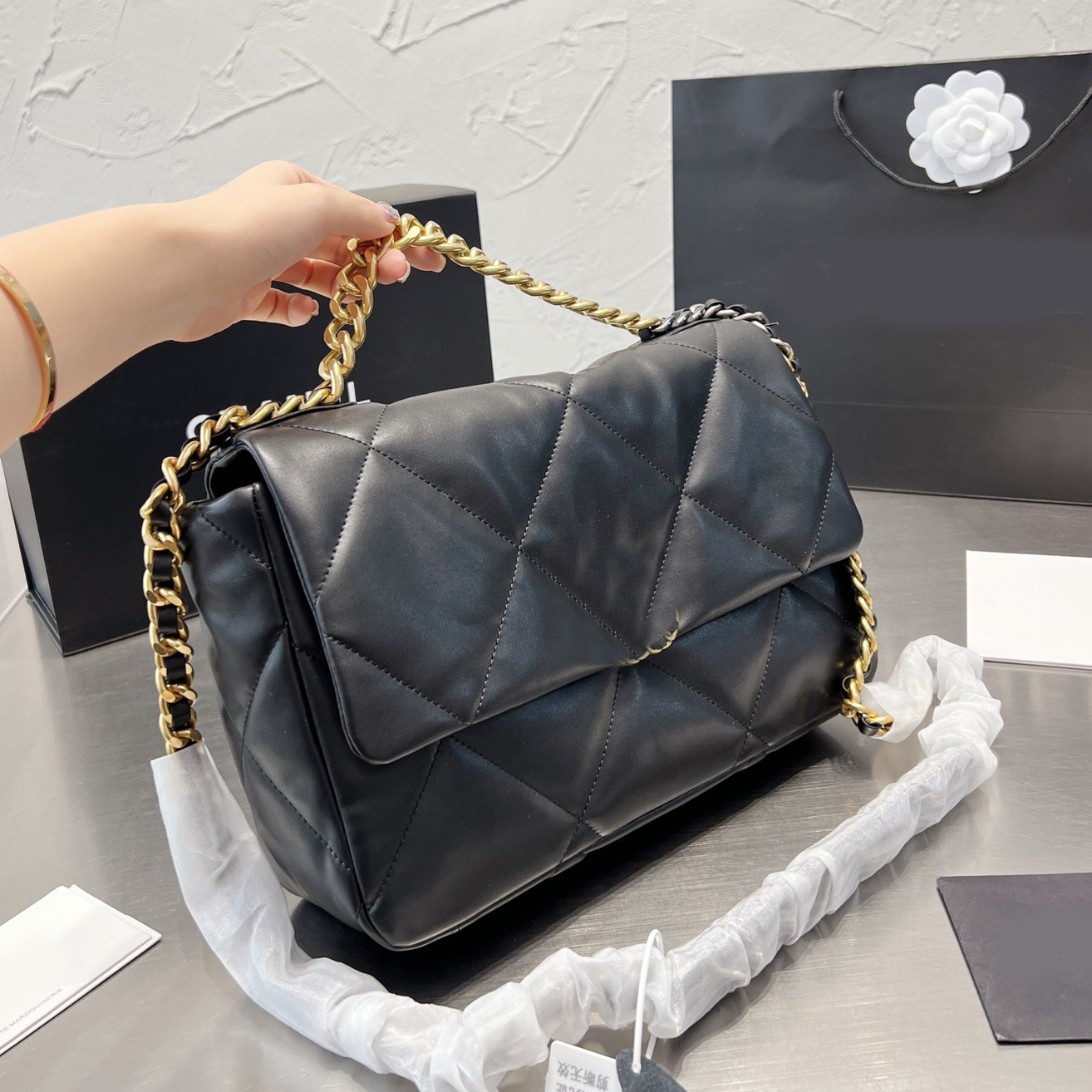 

Chain bags Crossbody Luxury Designer Brand Bags Fashion Shoulder Handbags High Quality Women Letter Purse Phone Wallet Metallic Totes, With logo 30cm