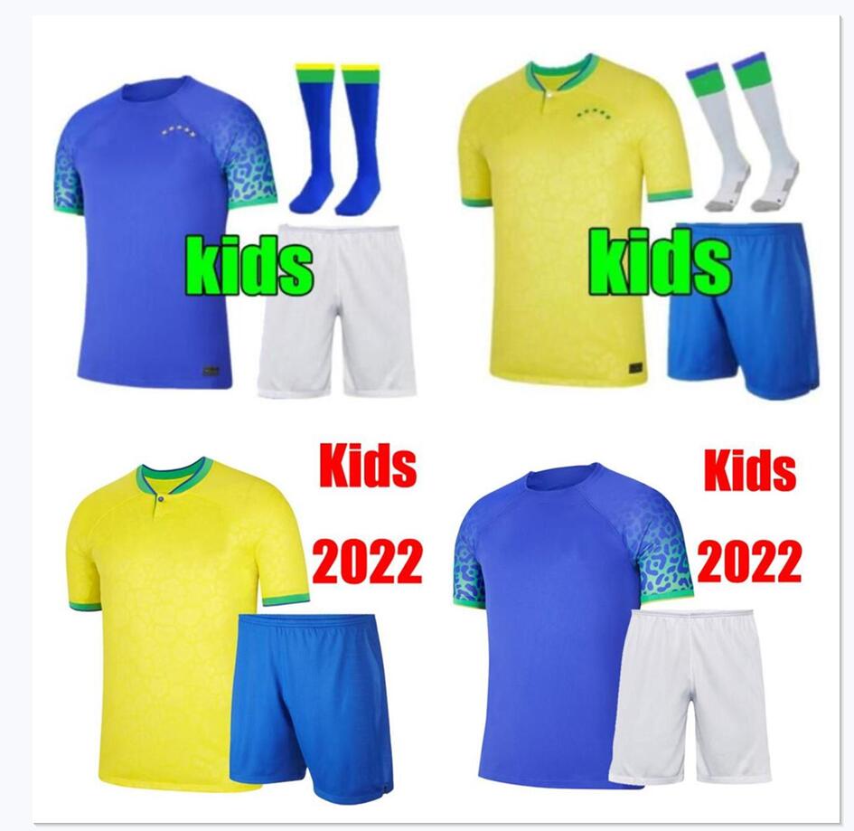 

kids kit 22 23 Brazils VINI JR. Soccer Jersey 2022 brasil CASEMIRO NEYMAR J R National Team G.JESUS P.COUTINHO Shirt Away L.PAQUETA T.SILVA PELE MARCELO Football uniform, Yellow