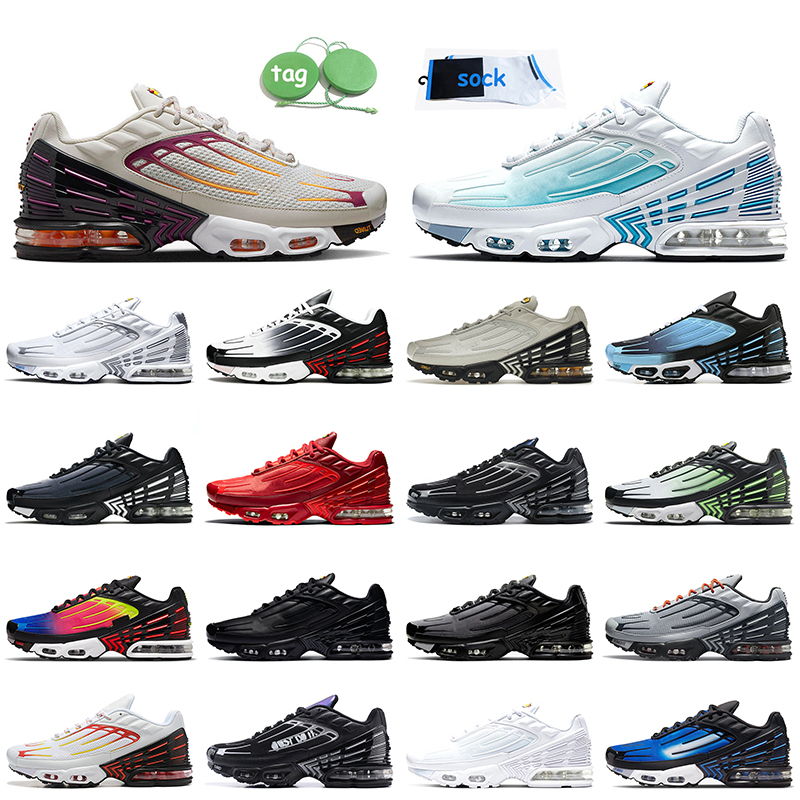 

TN Plus 3 Tuned Women Mens Running Shoes Purple Gold Laser Blue 2022 Ghost Green Aqua Triple White OG Black Obsidian Tnplus Tns Sports Trainers Big Size 12 Sneakers Tn3, A11 39-46