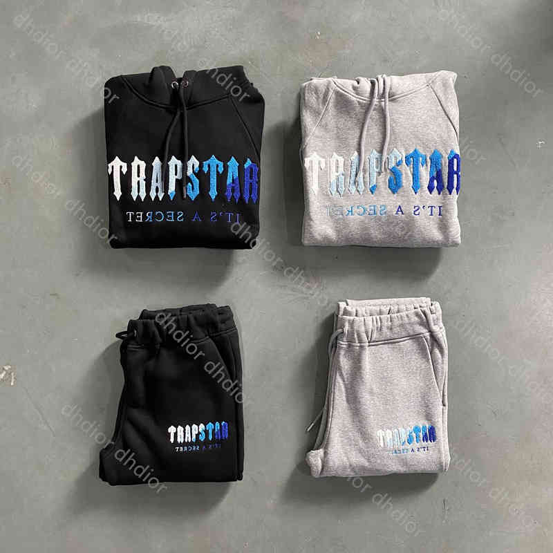 

HoodiesTrapstar Tracksuit Hoodie Chenille Suit Ice Flavor Version 2.0 Embroidered Grey Blue Letter Hoodie High Trapstars Sweatshirt Men, Extra shipping only