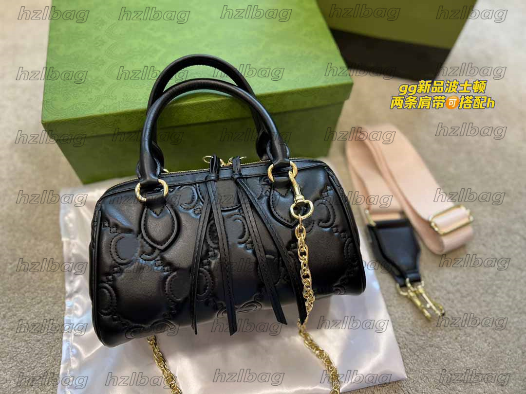 

Designer Matelasse Leather Mini Boston bag 702242 Double G Shoulder Bag Web strap CrossBody Luxury Women Handbag, Color 01