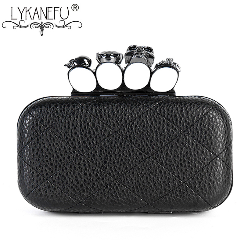 

Evening Bags LYKANEFU Knucklebox Hand Bag Evening Bag Box Clutch Purse with Skull Head Women Bag Day Clutches Ladies With Chain Small/Big 220831, Black small