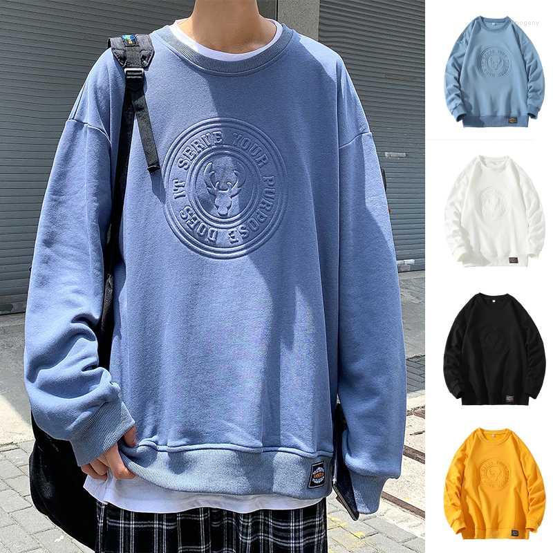 

Men's Hoodies Korean Style Hip Hop Sweatshirt Mens Casual Streetwear Pullover 2022 Autumn Couple Minimalist Clothes Vintage For Teens, Blue