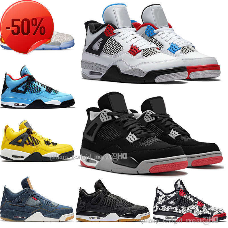 

Boots Newest Bred 4 Iv 4s What The Cactus Jack Laser Wings Mens Basketball Shoes Denim Blue Pale Citron Men Sport Sneakers Us 5 .5 -13, #02