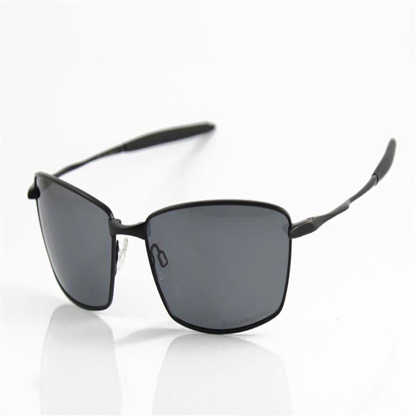 

New Brand High Quality Metal Sunglasses Mens Womens Luxury Fashion Titanium Square Whisker Black Eyewear Grey Polarized Lens 61mm278n