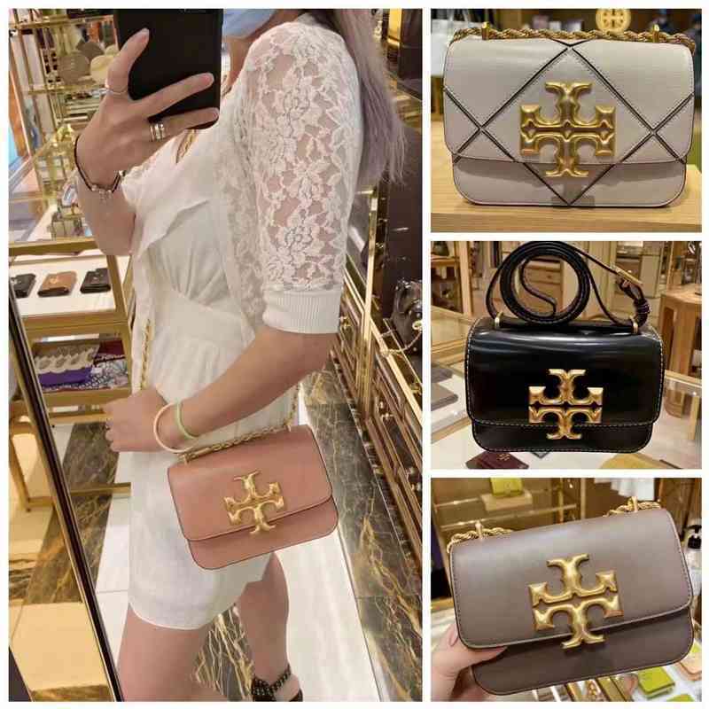 

Bags Bags Designer Burchs Handbags Torys Genuine Purchasing of Womens Bag Eleanor Single Shoulder Messenger Chain Bag Small Brick Tofu Bag, Small smooth black