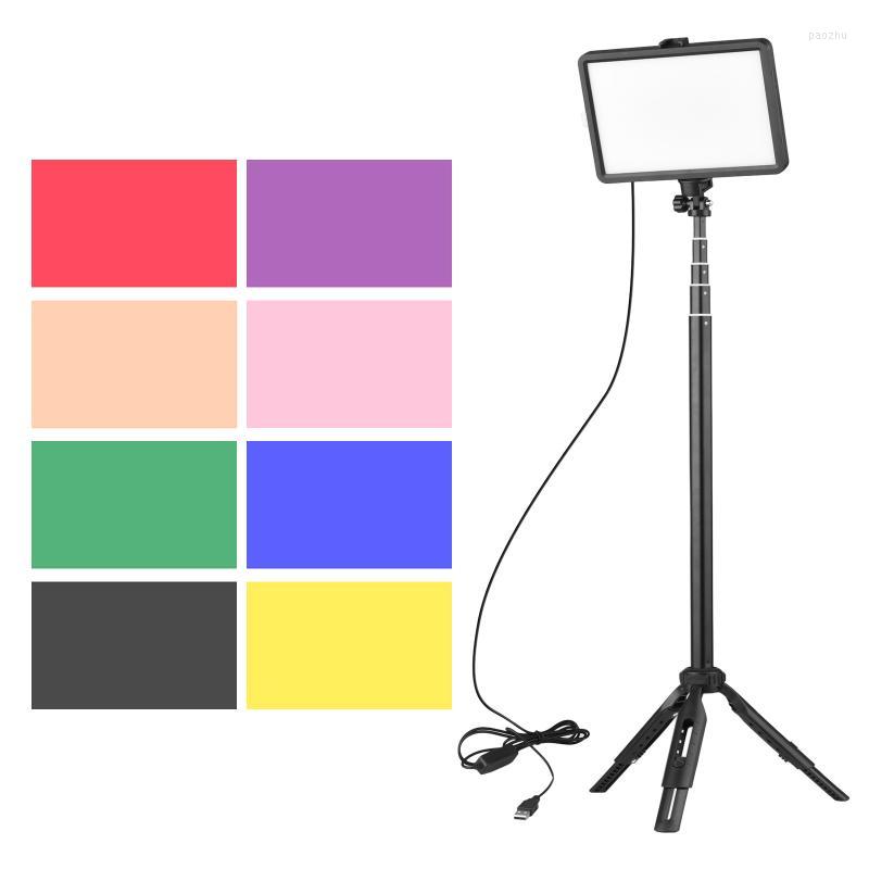 

Flash Heads USB LED Video Light Kit Conference Lighting With Extendable Tripod 8pcs Color Filters For Live Streaming Recording