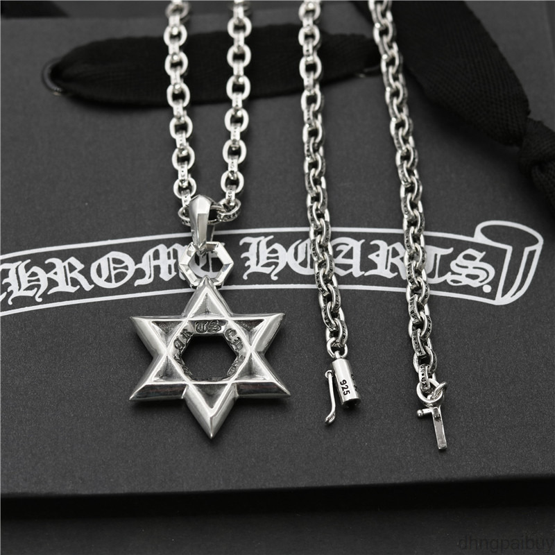 

Brand Cross Necklace Chromes Designer Pendant Silver Old Six Pointed Star Trendy Men's Fashion Style Letter Ch Chain Heart Sweater Luxury Jewelry Accessories