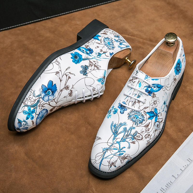 Oxford Shoes Men Shoes Classic Retro Printing PU Square Toe Lace Fashion Business Casual Party Daily AD057