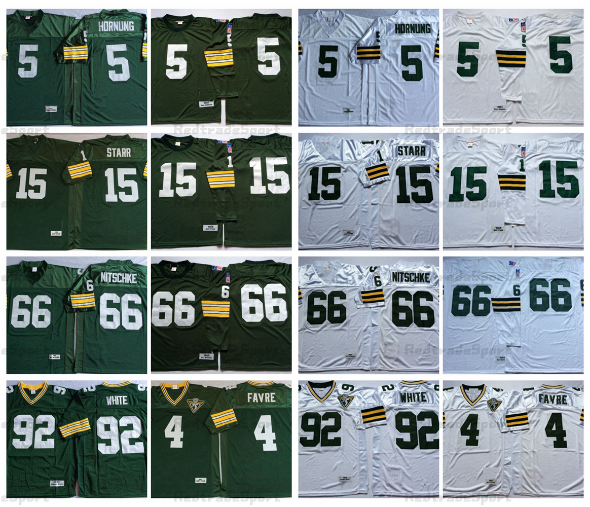 

Jersey Vintage Mens 4 Brett Favre 15 Bart Starr Football Jerseys 66 Ray Nitschke 92 Reggie White 1969 Stitched Shirts 75TH Embroidery Green M, Like pics