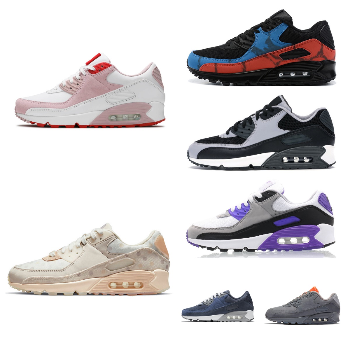 

Classic 90 Men Running Shoes Triple White Bred Lucha Libre Barely Rose Peace Valentines Day Surplus Black Trail Team Gold airs Mens Women 90s Trainers Sports Sneakers, Bubble package bag