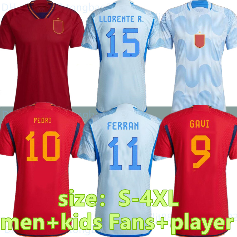 

size S-4XL 2022 spain soccer jersey PEDRI FERRAN TORRES MORATA GAVI football shirt ANSU FATI KOKE AZPILICUETA men and kids kits top quality, 2022 home