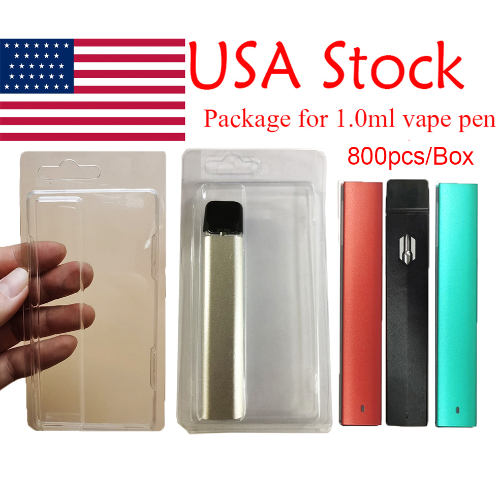

USA Stock Clamshell 1.0ml Pods Disposable Vape Pen Packaging Blister Pack Vaporizer Pens E Cigarette Clear Plastic Case Clam Shell Customized Cards 800pcs one Box