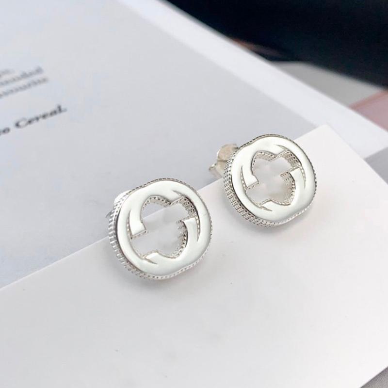 

Stud Original Genuine 925 Sterling Silver Classics Retro Style High Quality Earrings Women Logo Glamour GGift