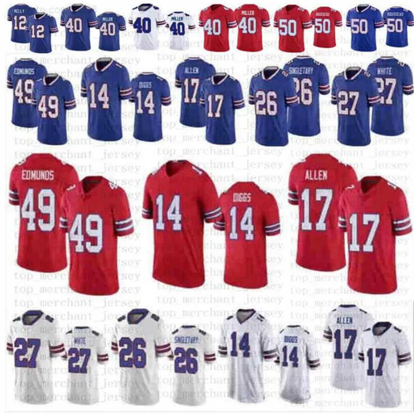 

40 Von Miller Josh Allen Jersey Stefon Diggs Buffalo''Bills''Dawson Knox Custom Football Jerseys Tre'Davious White Tremaine Edmunds blue Jim, As photo