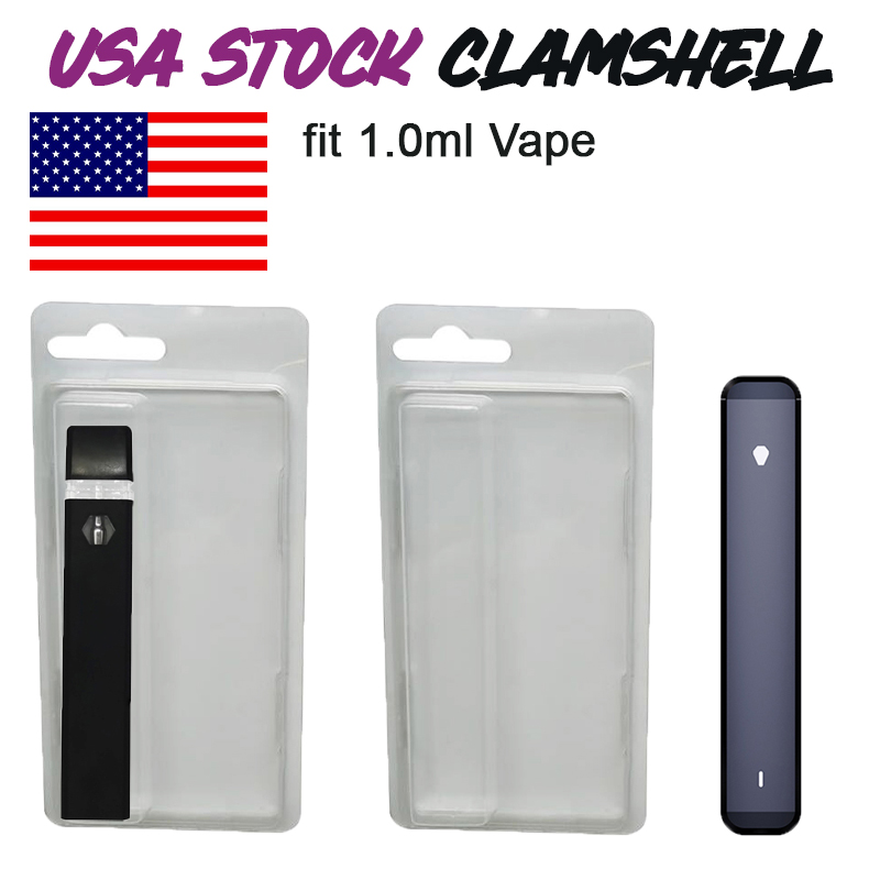 

Disposable Vape Pen Clamshell Packaging Ecig Accessories Blister Pack USA Stock Clear Plastic Clam Shell fit 1.0ml Vaporizer Pens Oem Support Insert Card 800pcs/lot