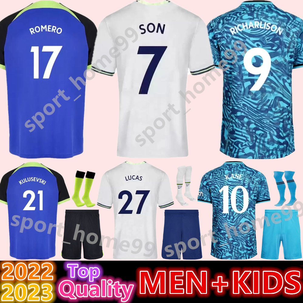 

New 2022 2023 DELE SON KANE BALE Soccer Jersey HOJBJERG BERGWIJN RICHARLISON KULUSEVSKI BENTANCUR LUCAS Home Away 3rd Football Shirt adult Men Kids kit uniform, 22/23 aldult-away-patch