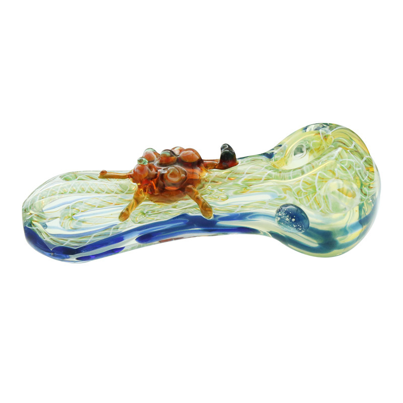 

4" Luminous Glycerin Glass Smoking Pipe Heady Glass Blown Smoking Pipes for Dry Tobacco Fluorescent