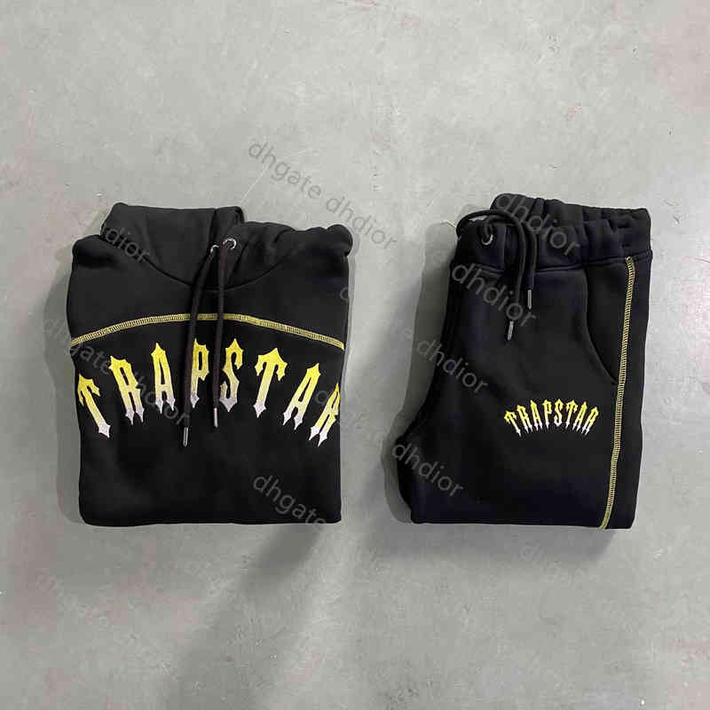 

Trapstar Sports Suit Yellow Embroidered Letter Hoodie Trousers Pullover Men Street Fashion Trendy Jacket Trapstars, Extra shipping only