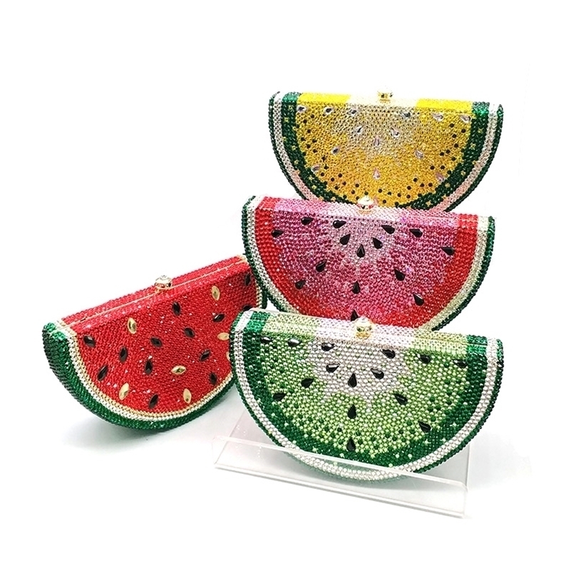 

Evening Bags Special top design Bridal wedding party purses women evening diamonds fruit watermelon slice clutches crystal 220831, Pd09 color 1
