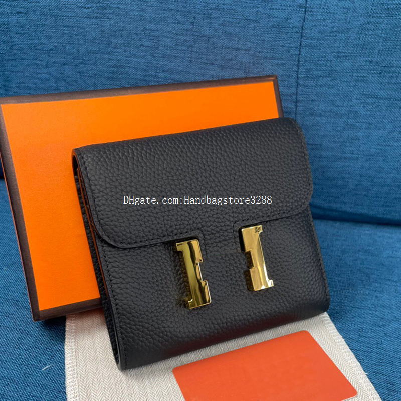 

H Lock Constances Designer Luxurious Men Women Wallets Lady Handbags Cowhide Togo Genuine Leather Card Holders Purses Wholesale Gold Buttons Short, Moisture proof beads