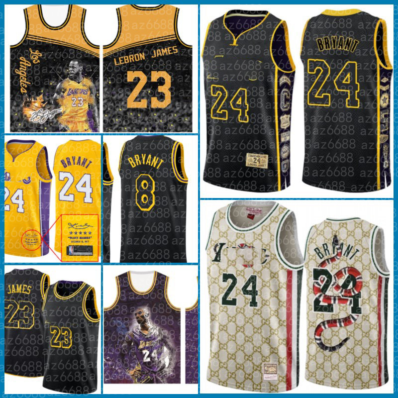

Mitchell Ness Basketball Jersey Yellow Purple Vintage Los Angeles''Lakers''Men Retro''nba''Jersey LeBron James men