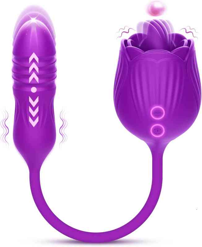 Clearance PromotionPenis Cock Rose Toy Vibrator Tongue Licking Massager Stimulator C Thrusting Anal Butt Plug-image-796979914