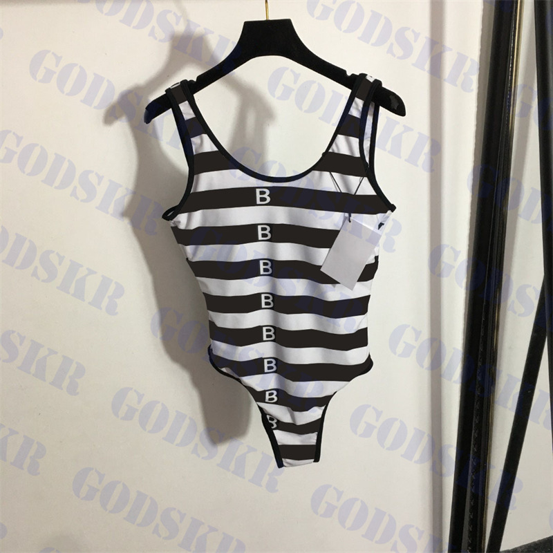 

Striped Swimwear Womens Beach Bikini Textile Letter Print One Piece Swimsuit Ladies Swimsuit With Chest Pad, Please contact me real picture