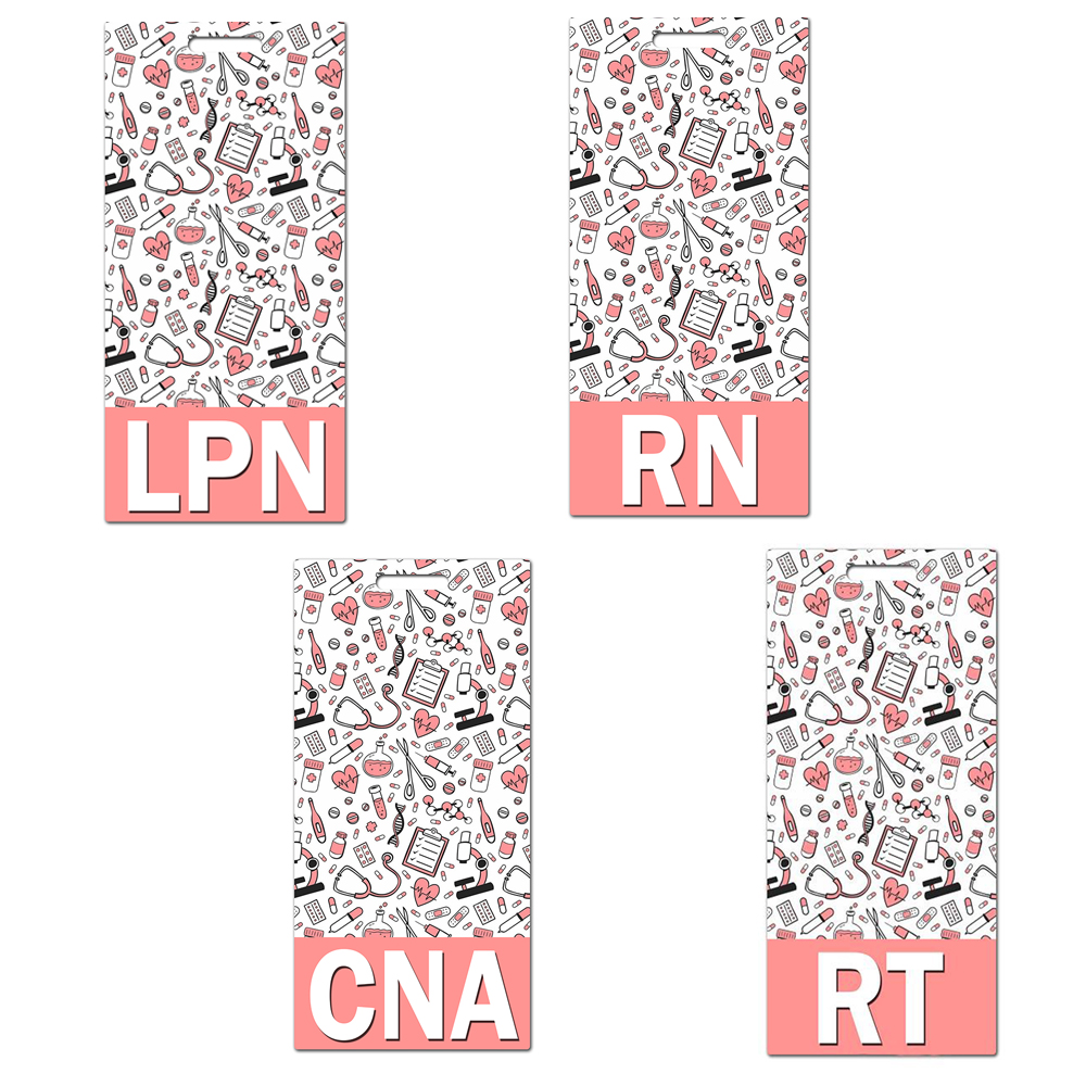 

20 Pcs / Lot Custom Accessories Medical Design Vertical Name Tag PVC Material Name Badges RN CNA LPN RT Badge Buddy For Nurse Gift